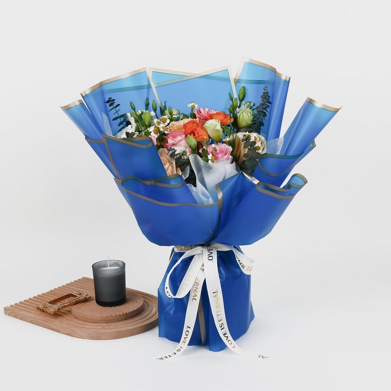 FUHITIM 20 Sheets Flower Wrapping Paper - Waterproof Floral Gift Packaging Paper for DIY Crafts，Florist Supplies Packaging Paper for Wedding Birthday Gift (Royal Blue) - Image 5